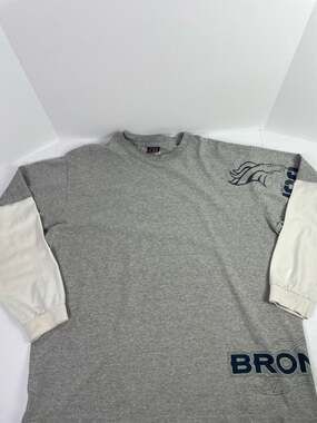 Vintage Y2K NFL Denver Broncos No Huddle Colorblock Long Sleeve Graphic T-Shirt